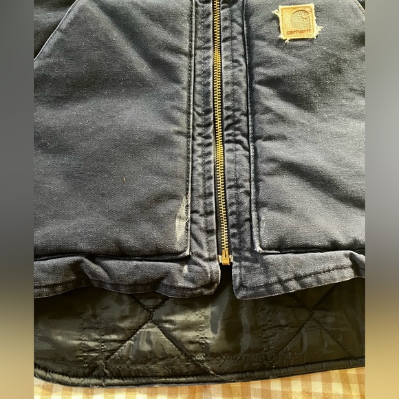 Carhartt canvas vest size medium navy blue duck metal zipper - Picture 2 of 6